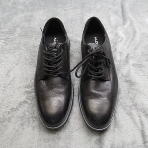 Aldo Dress Shoes‎ Men 9.5 Black Genuine Leather Oxford Derby Casual Comfort EUC!